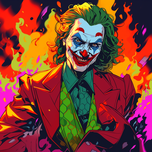 Colorful portrait of Joker in a pop art style.