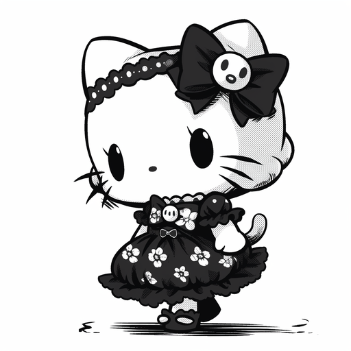 Minimalist Hello Kitty pfp in black and white generating a sense of simplicity and charm.