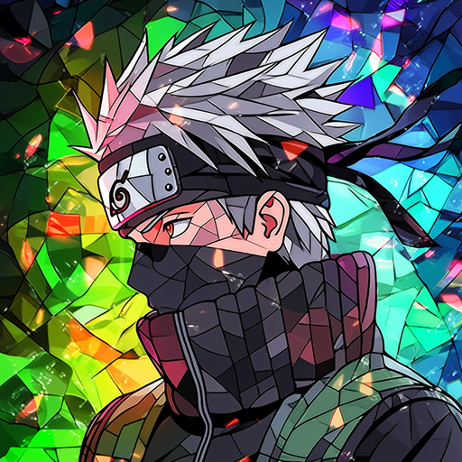 Kakashi Hatake, a character from Naruto Anime, depicted in a glass mosaic style pfp.