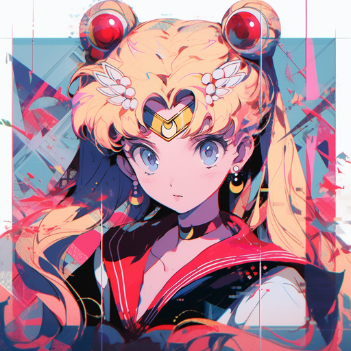 Sailor Moon-inspired glitchcore retro anime artwork