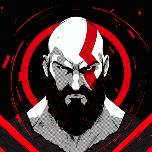Kratos, bold minimalist art profile picture.