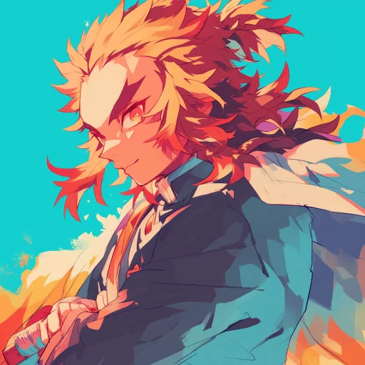 Stylized Rengoku avatar with vibrant colors for profile photo use.