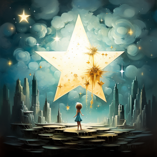 Golden star shining brightly against a dark background