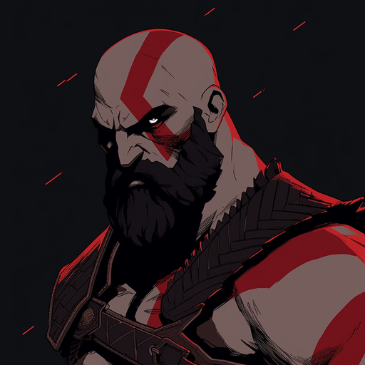 Kratos profile picture with bold minimalist style.