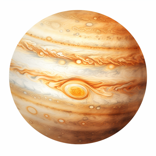 A round profile picture with a swirling pattern resembling Jupiter adorned with different shades of blue and white.