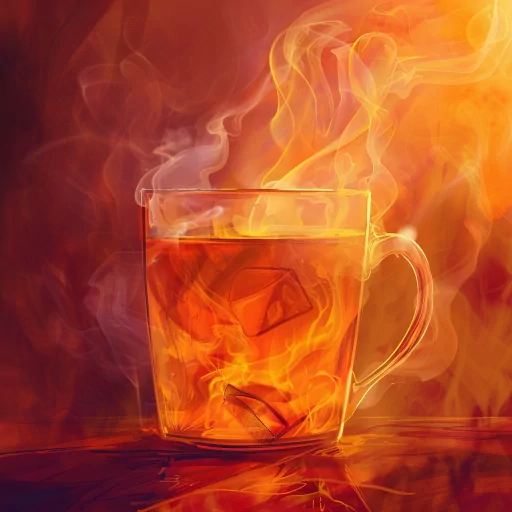 Warm and inviting digital illustration of a steaming hot cup of tea, perfect for a cozy tea-themed profile picture.