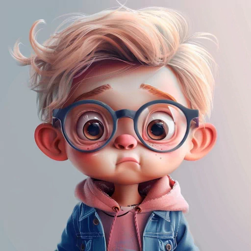 Cartoon profile picture of a stylized boy with large glasses and tousled hair.