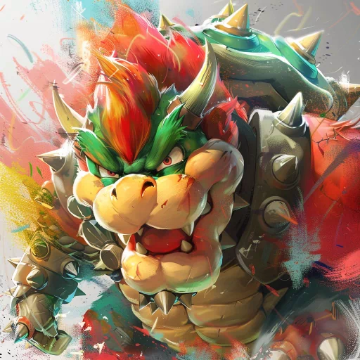 Colorful illustrated Bowser avatar featuring the iconic Nintendo character in a dynamic pose for a profile picture.