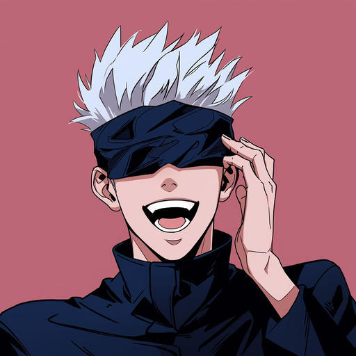 Gojo Satoru, a character from Jujutsu Kaisen, with an anime manga style.