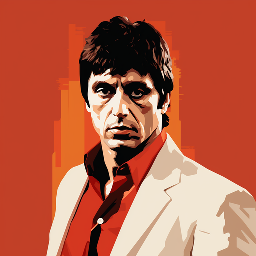 Minimalist profile picture of Scarface with a black and white graphic style.