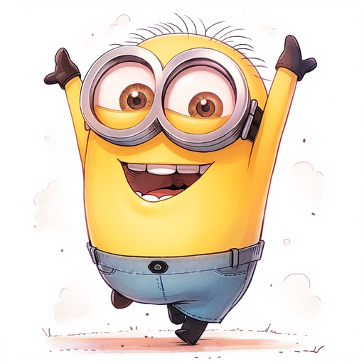 Cute and mischievous minion character with yellow skin, goggles, and a big smile.