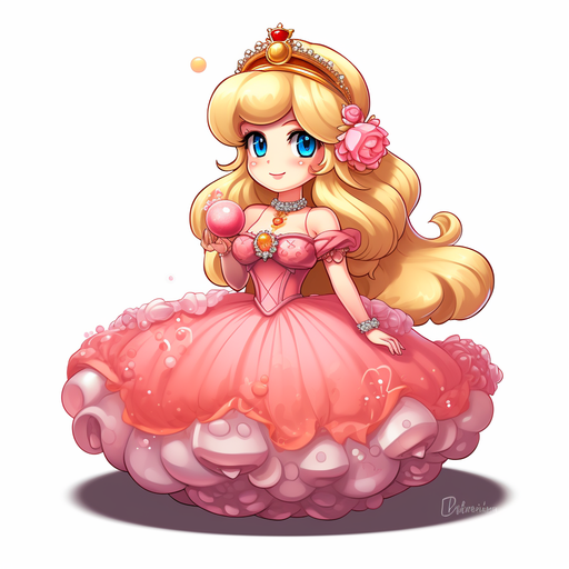 Smiling Princess Peach in pixel art.