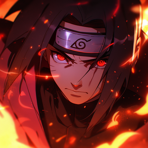 Angry Itachi Uchiha, with surreal elements, in a creative profile picture.