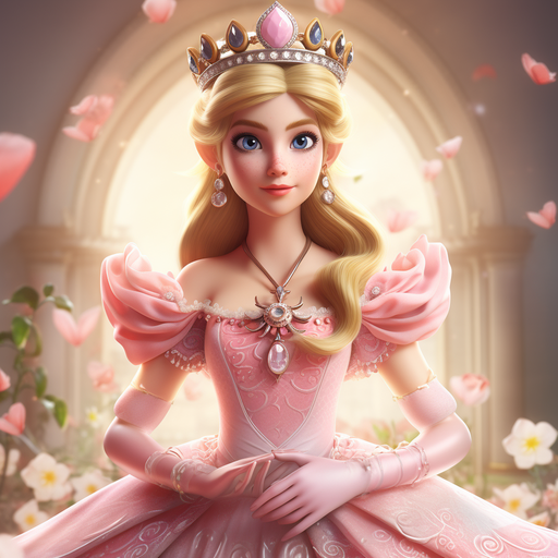 Princess Peach in a 3D video game.