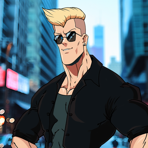 Johnny Bravo posing confidently with a stylish stance.