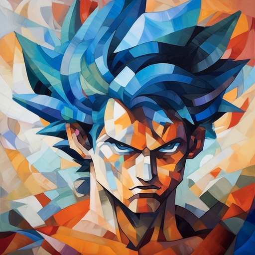 Cubist portrait of Goku in stunning artistic style