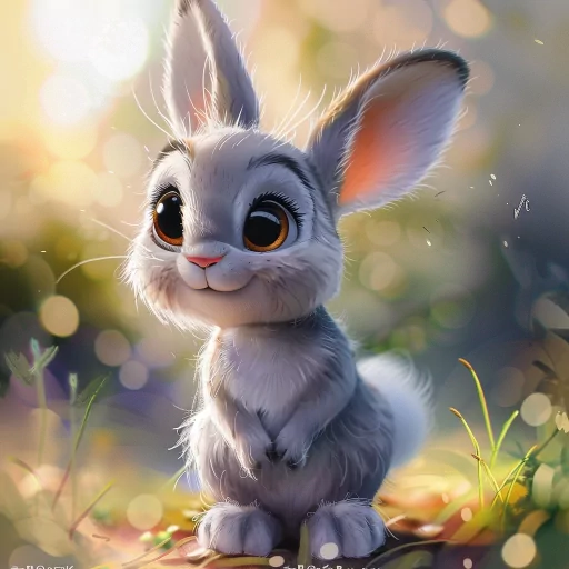 Cartoon rabbit avatar with a whimsical design in a sunlit outdoor setting, perfect for a cute profile picture.