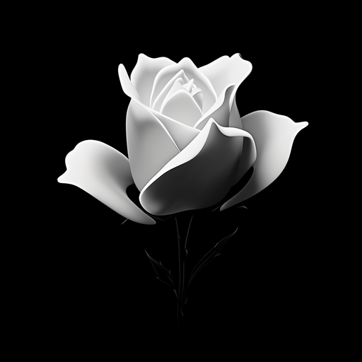 Aesthetic monochrome rose on black background.