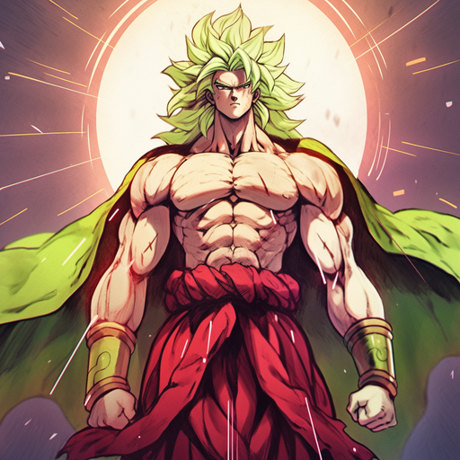 Broly depicted in a renaissance-style painting