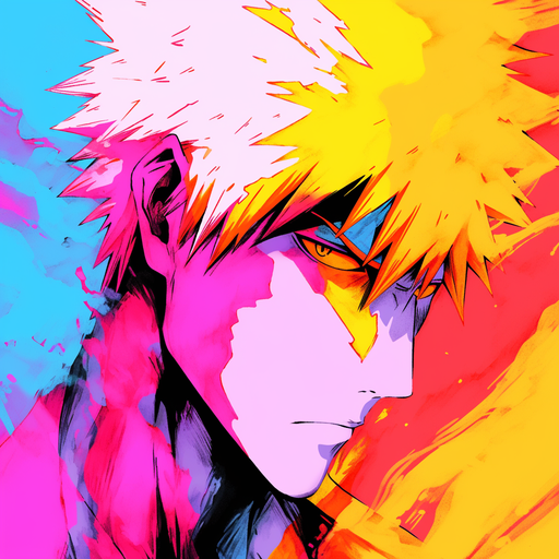 Ichigo Kurosaki from Bleach in vibrant pop art style.