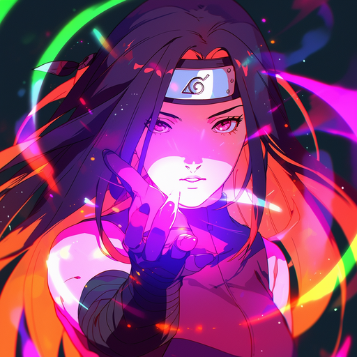 Naruto character with colorful and mystical vibes.