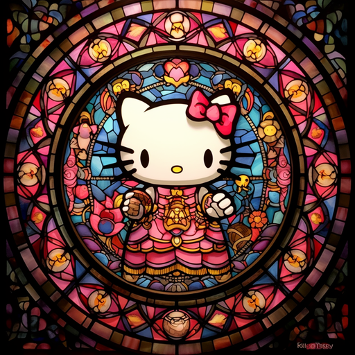 Stained Glass Hello Kitty with Ultra Detail