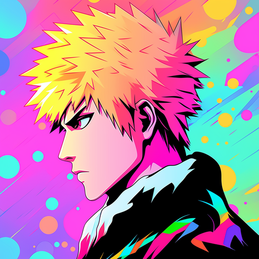 Ichigo Kurosaki in vibrant pop art style.