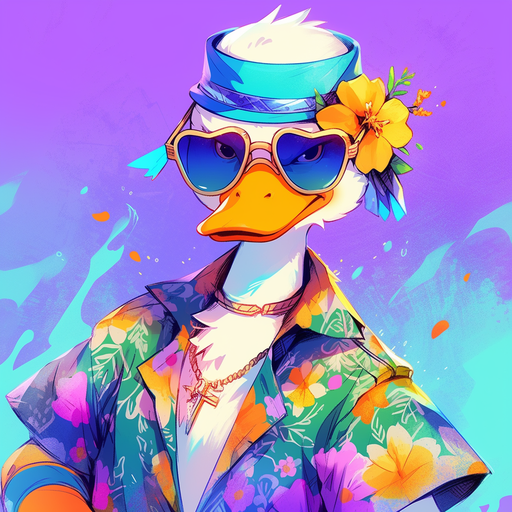 Colorful duck with a cool design.
