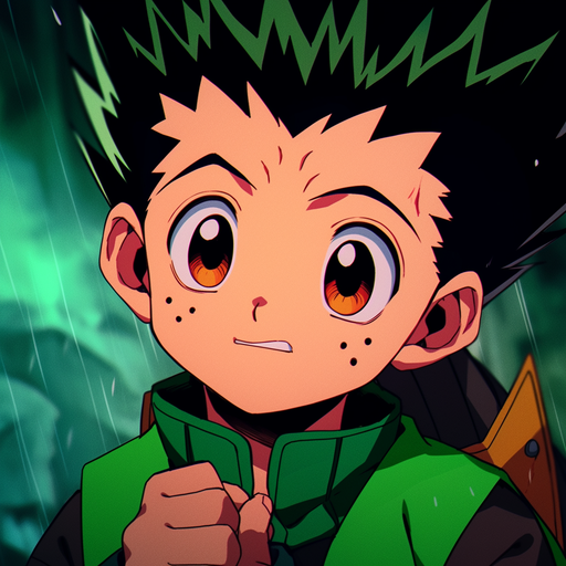 Gon Freecss, a cute portrait with cinematic lighting.