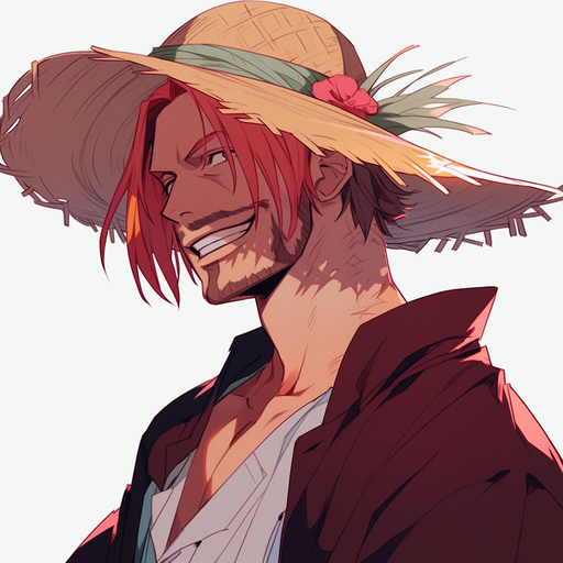 Grinning character in straw hat with diverse color scheme