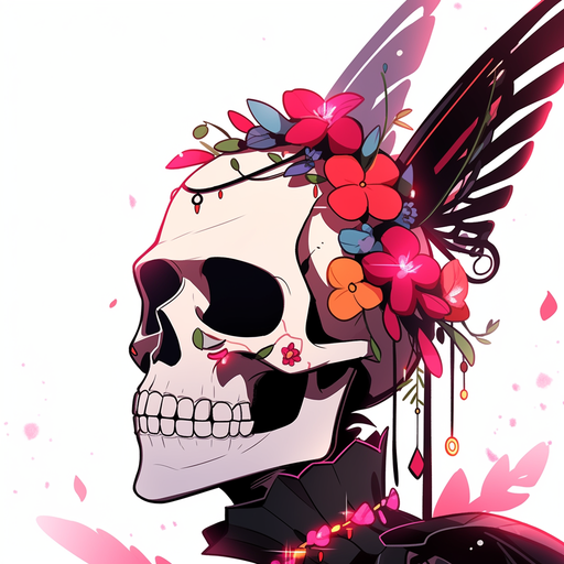 Stylish skeleton profile picture with a vibrant rainbow aesthetic.