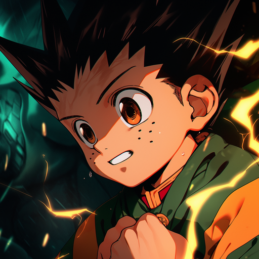 Gon Freecss, a cute portrait with cinematic lighting.