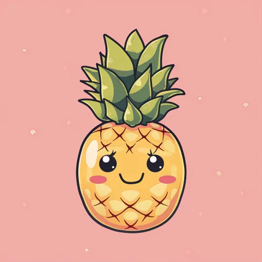 Cute cartoon pineapple avatar with a smiling face on a pink background, ideal for a profile picture or social media pfp.