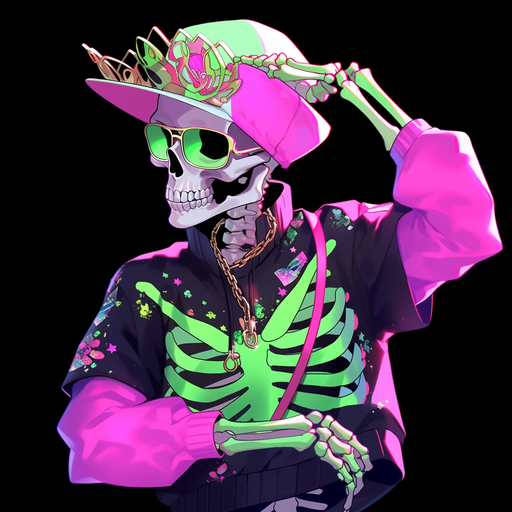 Mysterious, trendy profile picture with a skeleton aesthetic.