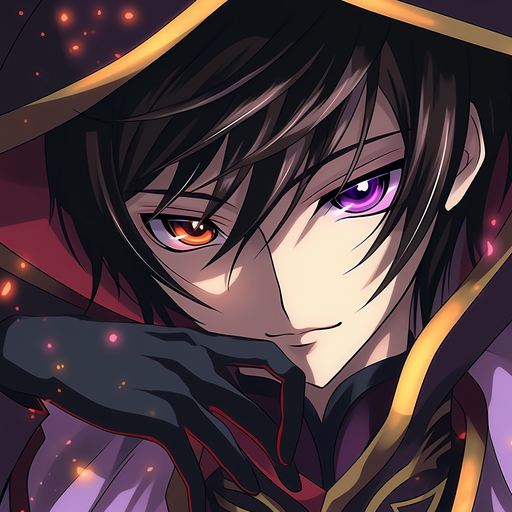 Lelouch from Code Geass wearing a serious expression with a hint of determination.