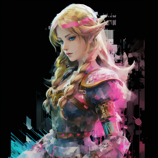 Princess Zelda character with glitched aesthetics.