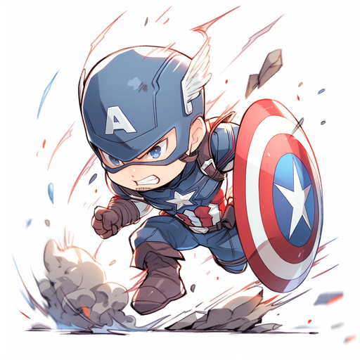 Captain America in chibi anime style.