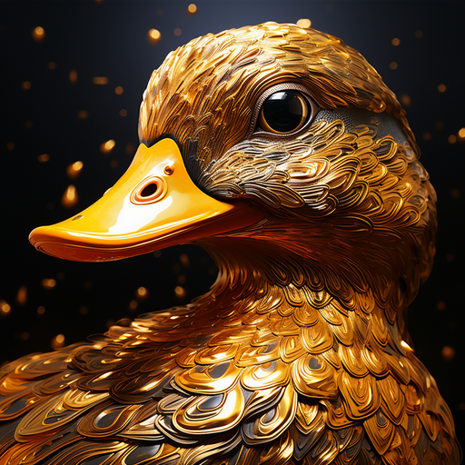 Golden duck with vibrant shades and sheen.