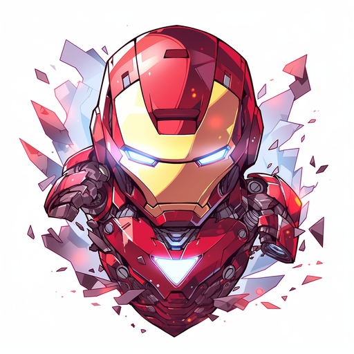 Chibi Iron Man in anime style.