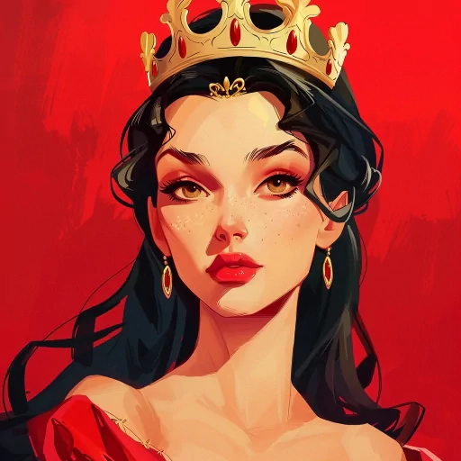 Illustration of a queen avatar with a golden crown for social media profile picture.