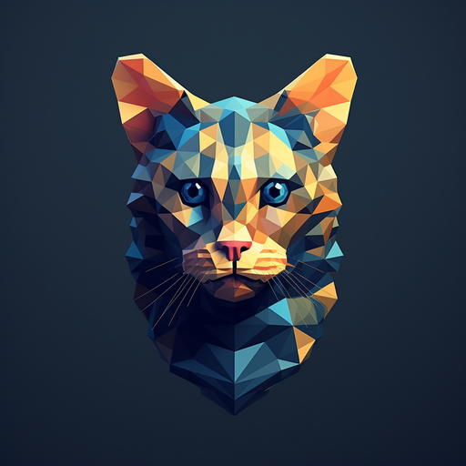 Colorful low-poly cat profile picture.