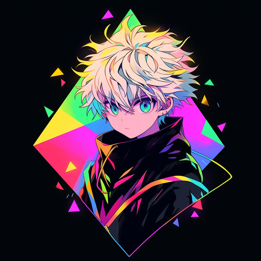 Colorful profile picture of Killua, featuring a triadic color scheme.
