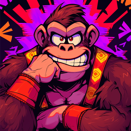 Donkey Kong wearing an iconic SNES-style outfit, ready for gaming action.