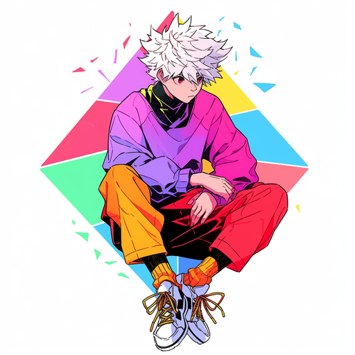 Killua, a character with tetradic color scheme pfp, looks determined and energetic.