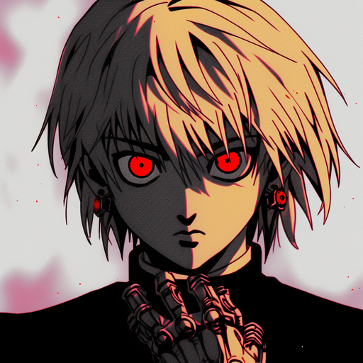 Kurapika, a character from Hunter x Hunter anime, with a dynamic expression.