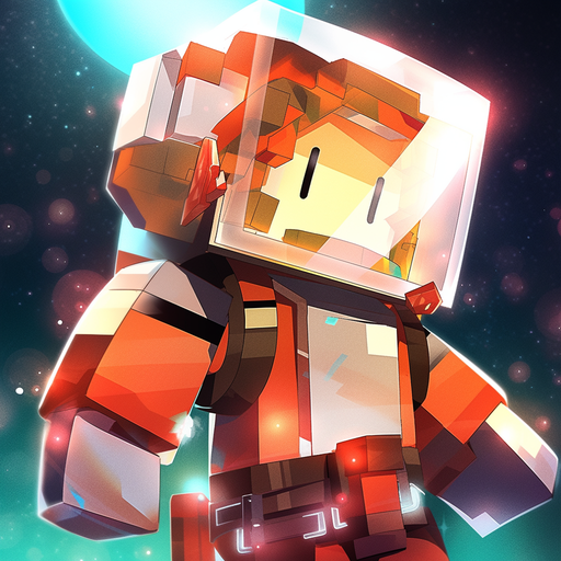 Minecraft character in a spacesuit with vibrant colors.