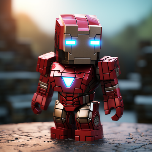 Minecraft character wearing Ironman suit