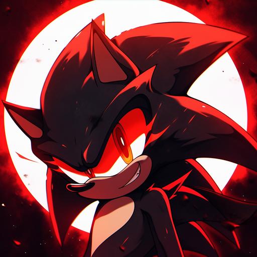 Shadow the Hedgehog smiling against a dark moon background.