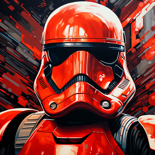Red stormtrooper portrait with Star Wars inspiration.