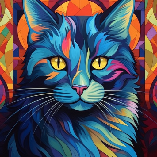 Colorful cat profile picture.